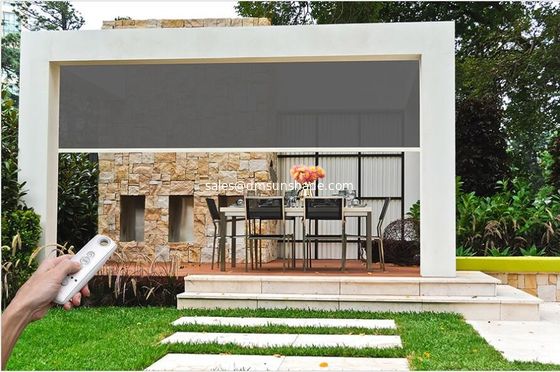 Outdoor Sunshade Motorized Smart Zip Track Blinds / Roller Zip Track Outdoor Roller Blinds