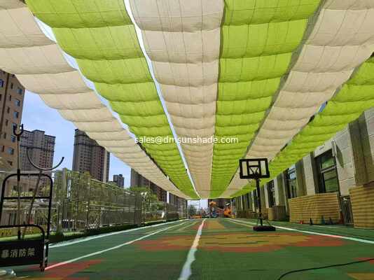 Outdoor sliding wave sunshade canopy with HDPE fabric for sun protection and shading